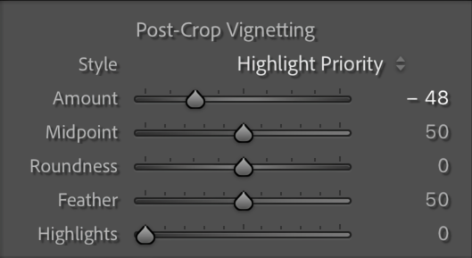 Post-Crop Vignetting